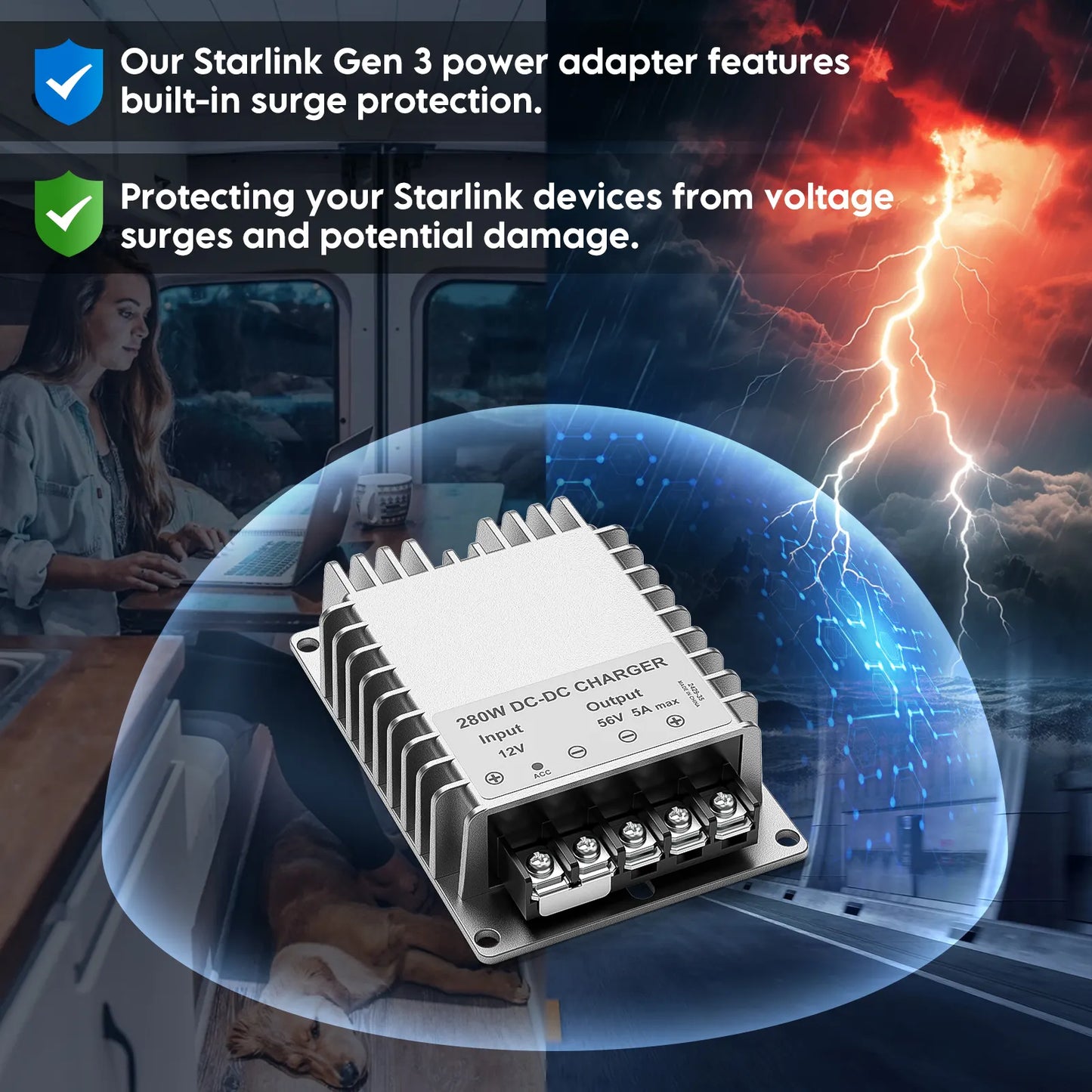 Conversor DC 12V - 24V Para Starlink Gen 3 V4 Convertidor Regulador
