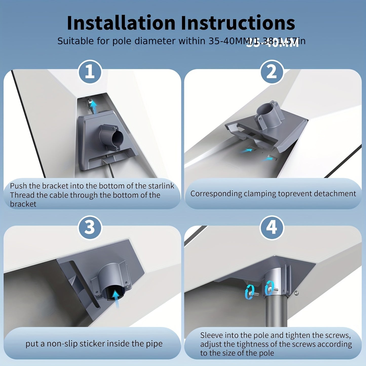Pipe Adapter Montaje En Mástil/Tubo Para Antena Starlink V4 Gen 3