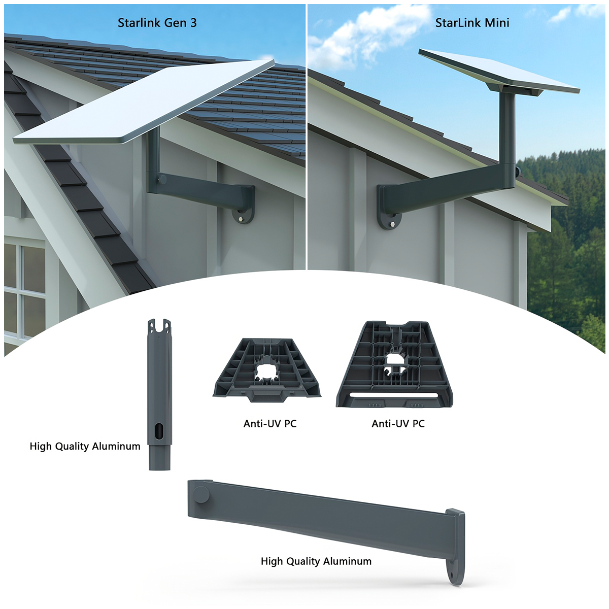 Kit De Montaje Soporte Largo Para Antena Starlink Gen 3 V4 Y Mini
