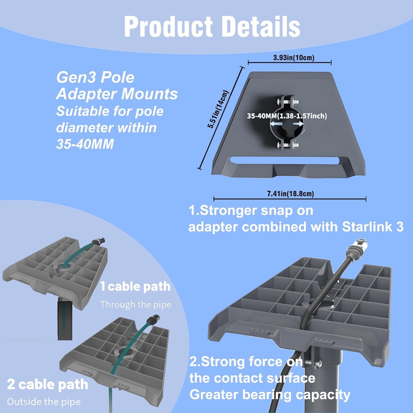 Pipe Adapter Montaje En Mástil/Tubo Para Antena Starlink V4 Gen 3