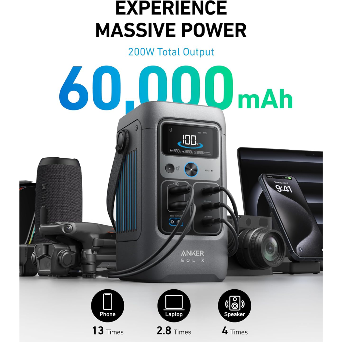 Anker Solix C200 DC Estación De Energía Portátil LifePO4 192Wh